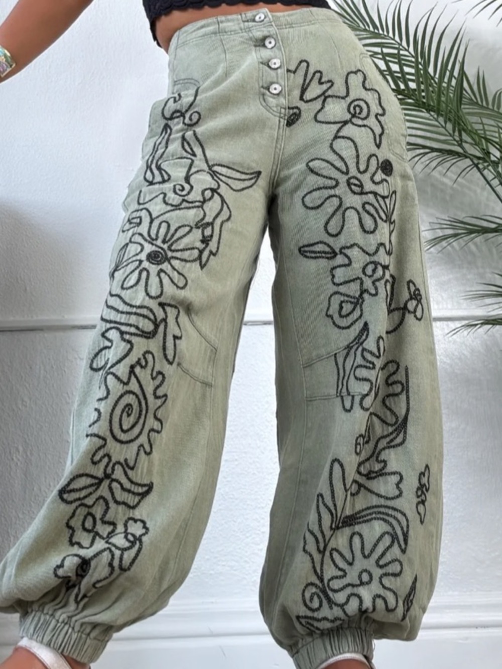 POL Green Denim Pants